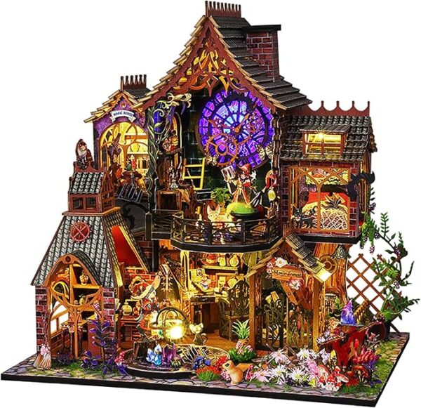 DIY Miniature Dollhouse Kit: Magic DIY House, LED Lights & Tiny Furniture.