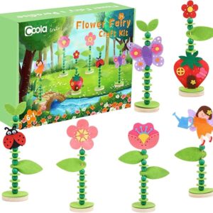 Craft Kit Set for Preschool Kids: 6 Felt & Wood Flower Fairies