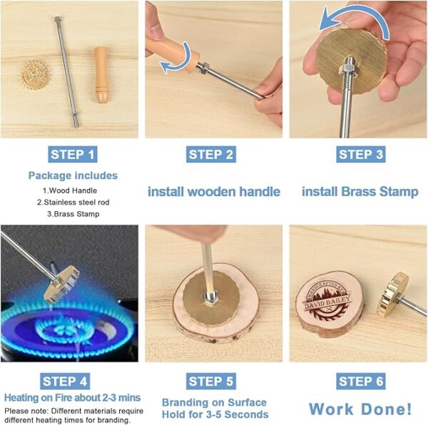 Custom Branding Iron for Wood: Personalized Logo, Flame Heated (1 inch) - Image 2
