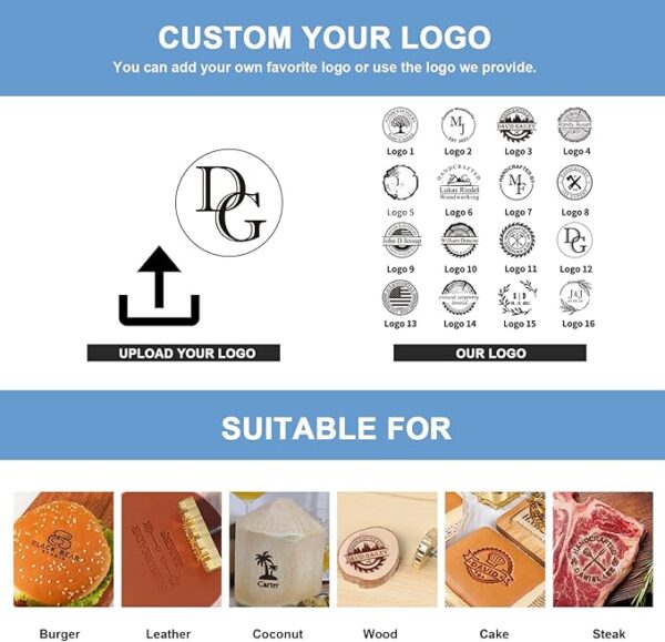 Custom Branding Iron for Wood: Personalized Logo, Flame Heated (1 inch) - Image 3