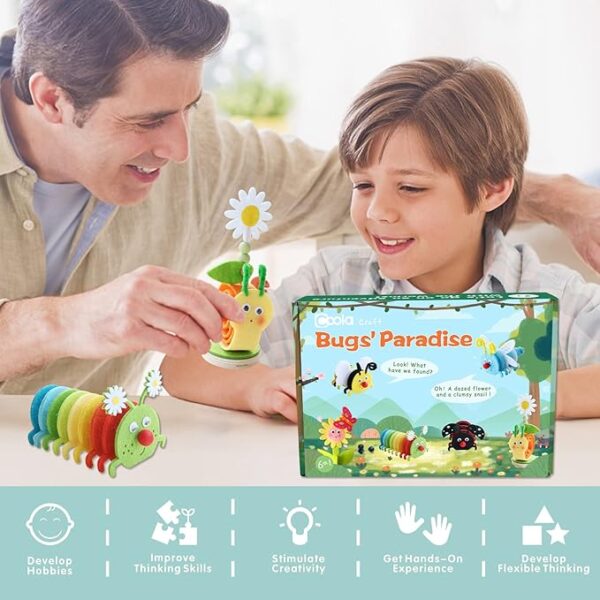 Coola Craft Kit for Kids 4-8: 8 Felt Animals (Bee, Ladybug, Snail, Caterpillar) - Image 4