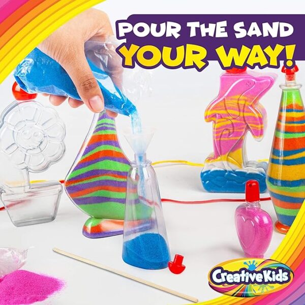 Creative Kids Sand Art Kit: 10 Bottles, 10 Colored Sand Bags + Glitter - Image 2