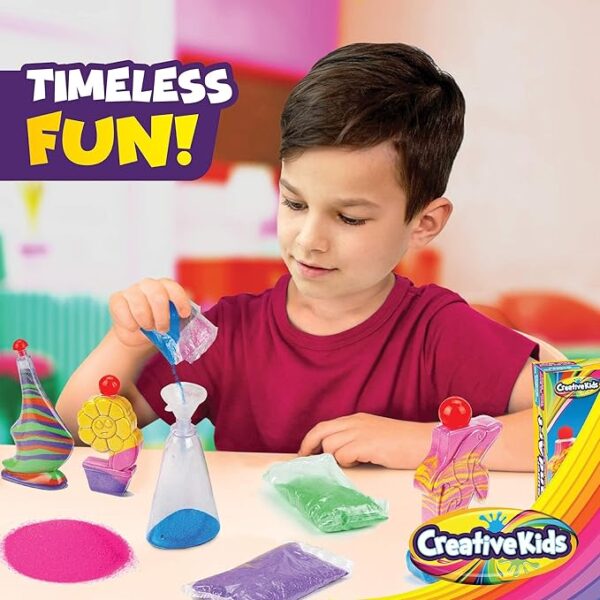 Creative Kids Sand Art Kit: 10 Bottles, 10 Colored Sand Bags + Glitter - Image 3