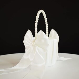 Pearl Handle Flower Girl Basket (Ivory)