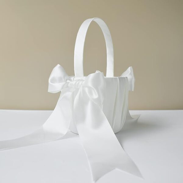 Flower Girl Basket and Ring Bearer Pillow Set (Ivory) - Image 3