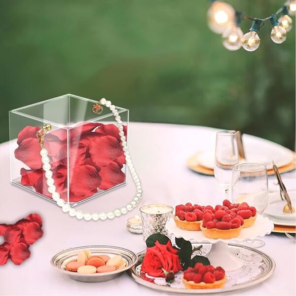 Plastic flower girl basket with ribbon, acrylic petal holder. - Image 4
