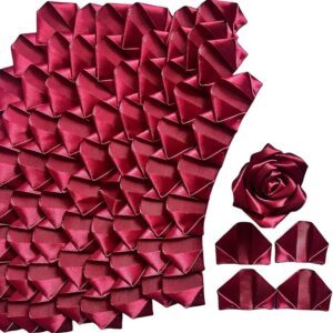 300 Premade Satin Ribbon Rose Petals: DIY Eternal Roses (Wine Red)