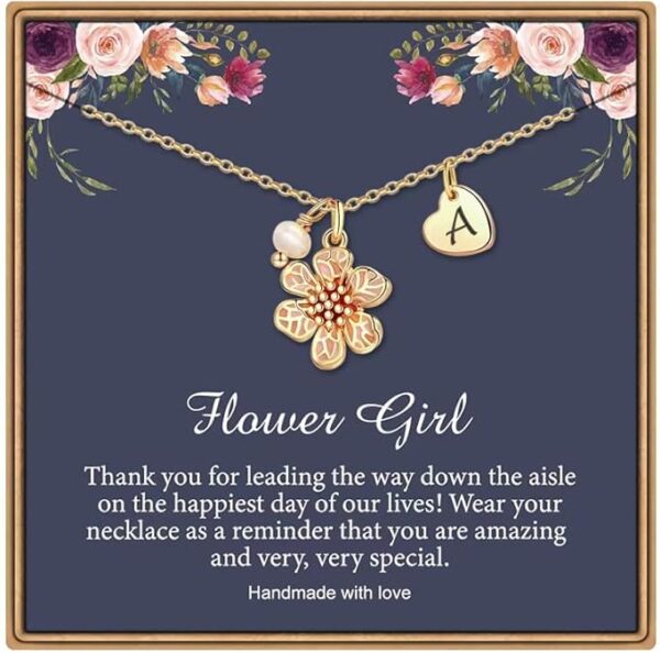 IEFLIFE Flower Girl Gifts - 14K Gold Plated Heart Initial Necklace Wedding Gift for Girls
