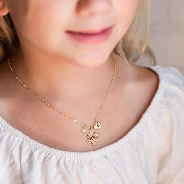 IEFLIFE Flower Girl Gifts - 14K Gold Plated Heart Initial Necklace Wedding Gift for Girls - Image 2