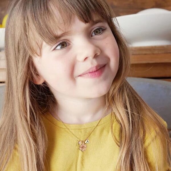 IEFLIFE Flower Girl Gifts - 14K Gold Plated Heart Initial Necklace Wedding Gift for Girls - Image 3