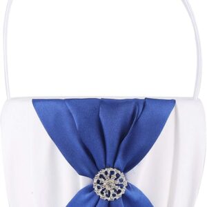 Satin and artificial crystal jewelry to decorate the wedding flower girl basket (Blue)