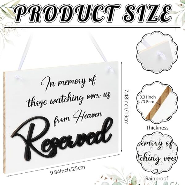 Wooden 3D embossed "In Loving Memory" reserved sign for wedding - Image 2