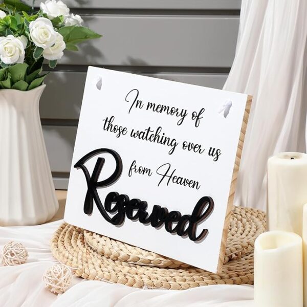 Wooden 3D embossed "In Loving Memory" reserved sign for wedding - Image 3