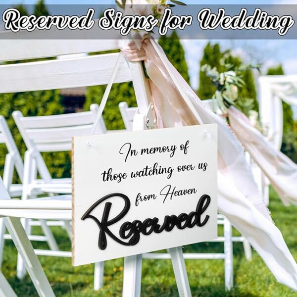 Wooden 3D embossed "In Loving Memory" reserved sign for wedding - Image 4