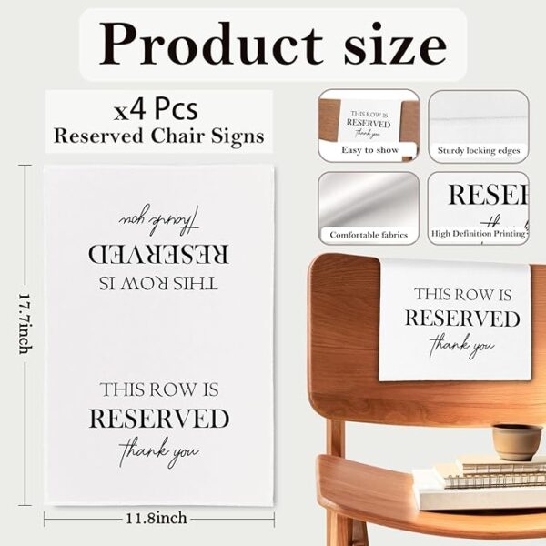 "This Row Is Reserved" Chair Signs - 4 Pcs - Image 2