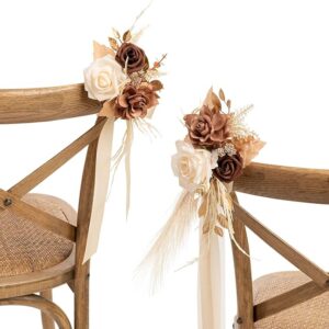 8 Pcs Rust & Sepia Wedding Aisle Chair Decorations