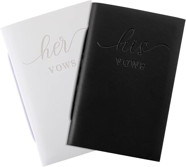 2 Pcs Wedding Vow Journals: His & Hers, 50 Pages (White, Black)