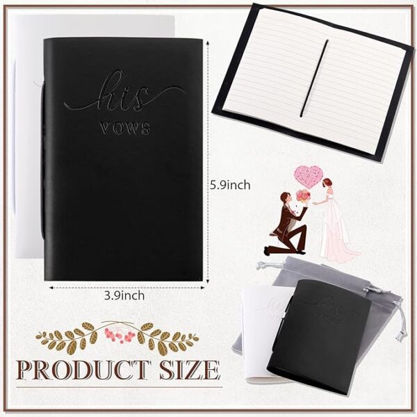 2 Pcs Wedding Vow Journals: His & Hers, 50 Pages (White, Black) - Image 2