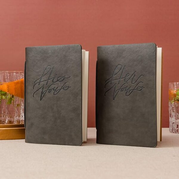 Calculs Wedding Vow Books Leather Set of 2 Bridal Shower Gifts Keepsake His and Her