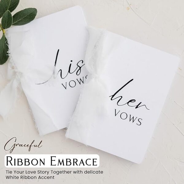 Wedding Vow Books: His & Hers with white ribbons. - Image 2