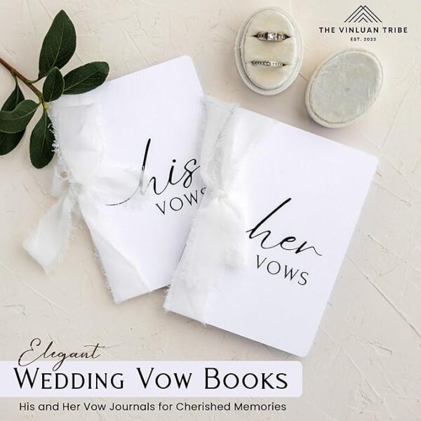 Wedding Vow Books: His & Hers with white ribbons. - Image 4
