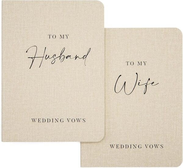 Vow Books (Set of 2 - Design 2): Soft Cream Canvas Linen, 48 Lined Pages (5.75" x 4")