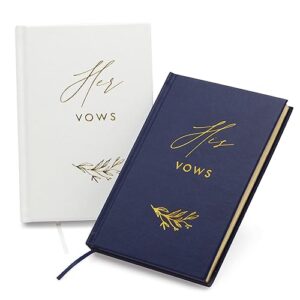Hard Cover Vow Books (Set of 2): Foil Embossed ("His" Navy & "Hers" White)