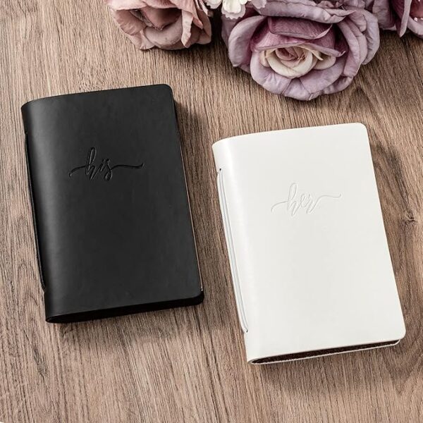 Handcrafted Cowhide Wedding Vow Books (Set of 2) - Image 2