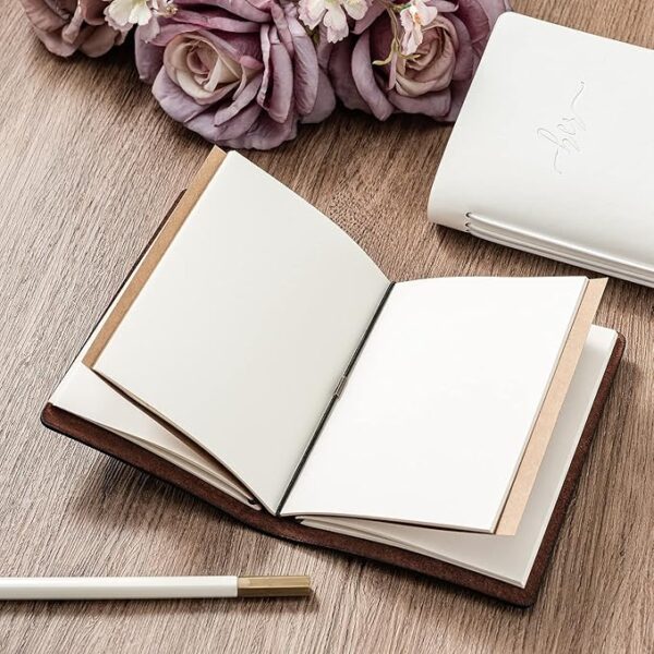 Handcrafted Cowhide Wedding Vow Books (Set of 2) - Image 4