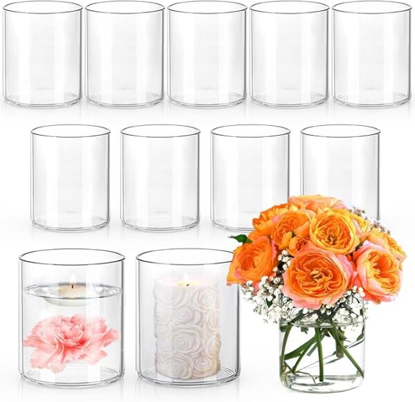 12-pack 4-inch clear glass cylinder vases for centerpieces
