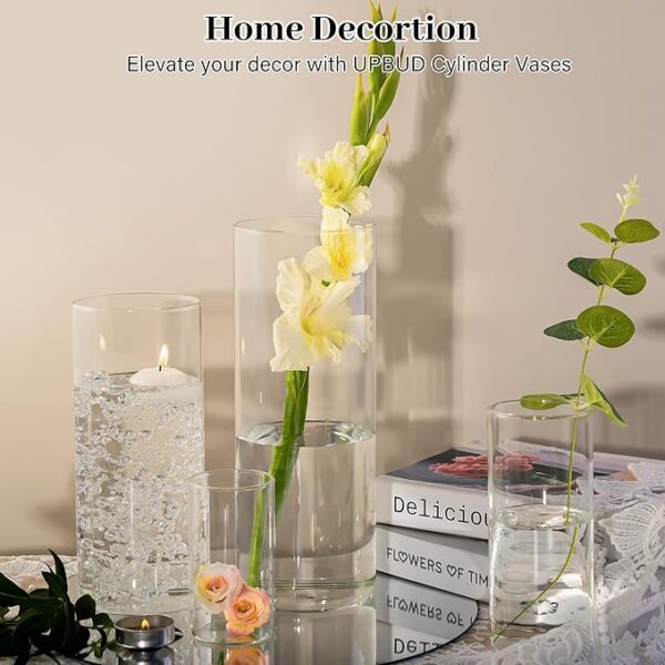 16-pack clear glass cylinder vases (4, 6, 8, 10-inch) for centerpieces. - Image 3