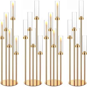 4-pack 42.5" gold 5-arm candelabras with acrylic shades, fits 0.9" LED candles