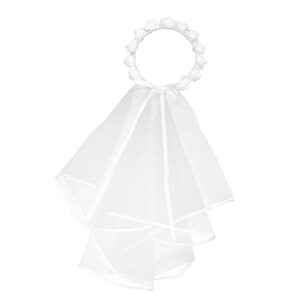 Pearl Bridal Veil Hair Clip with Flowers