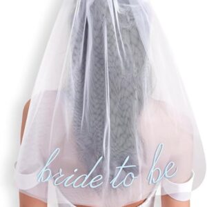 Fetti Blue Embroidered Bride to Be White Veil