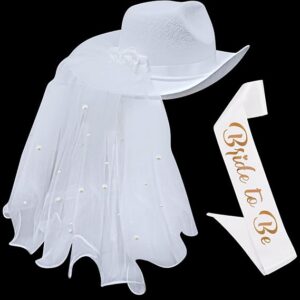 4E's Novelty Bride Cowgirl Hat with Veil & Sash