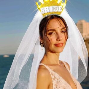 Gold Light-Up Crown Wedding Bridal Veil Headband