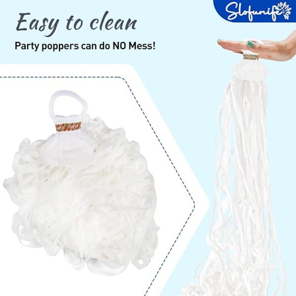 100-Pack No Mess White Confetti Poppers - Image 3