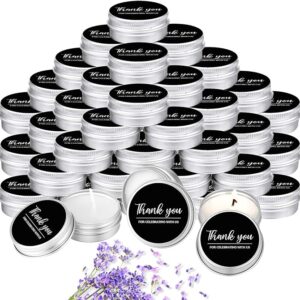 50-Pack Lavender Soy Wax Candles – Thank You Wedding & Baby Shower Favors (Black)