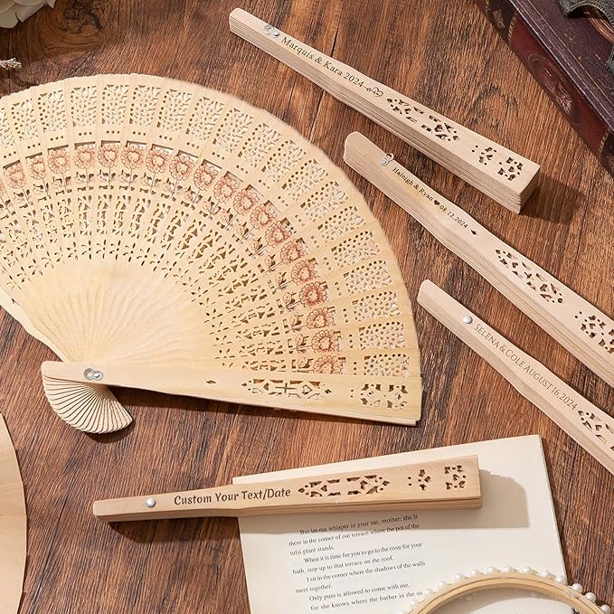 50 Personalized Sandalwood Folding Fans - Image 3