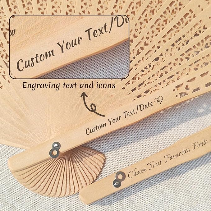 50 Personalized Sandalwood Folding Fans - Image 4