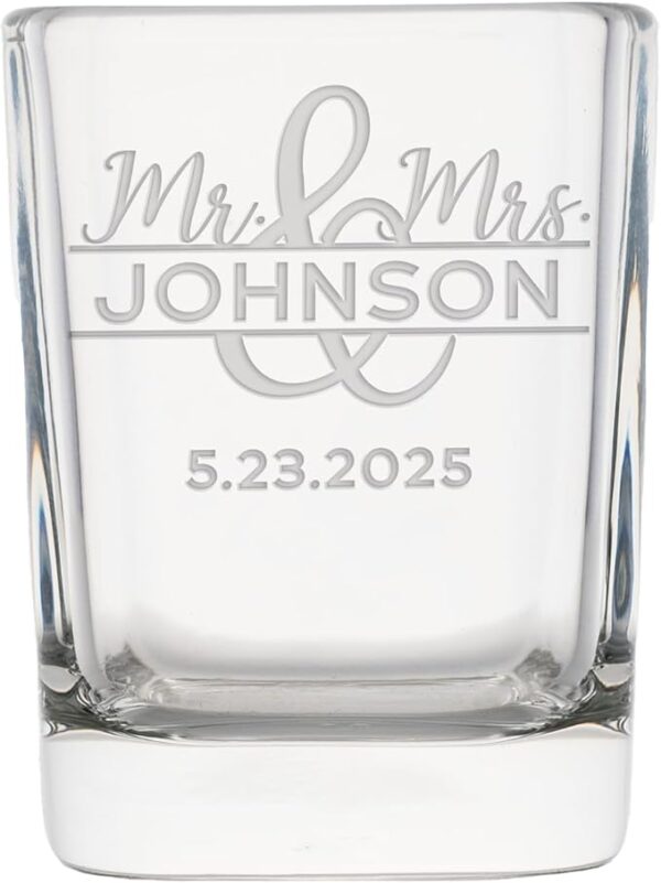 Personalized Mr & Mrs Wedding Shot Glass