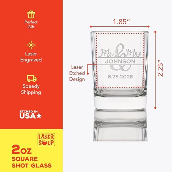 Personalized Mr & Mrs Wedding Shot Glass - Image 4