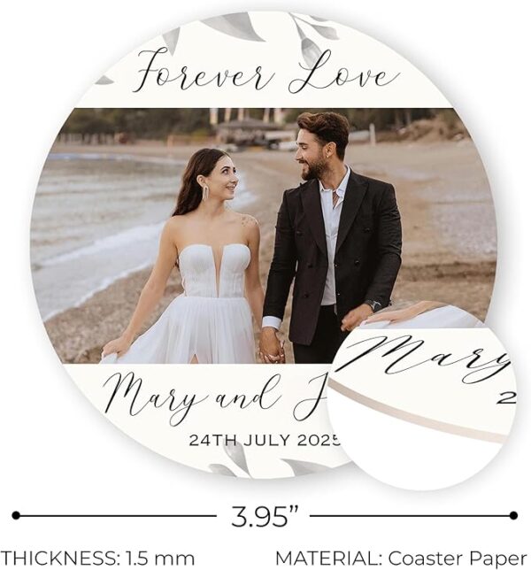 Personalized Photo Wedding Coasters (40-Pack) - Image 4