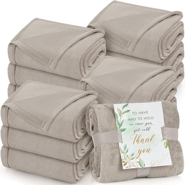 Camel Flannel Throw Blankets (12-Pack)