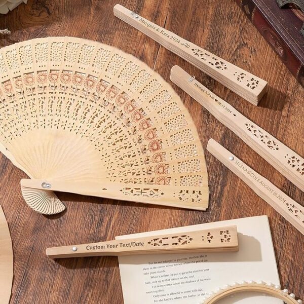 100 Personalized Sandalwood Folding Fans - Image 3