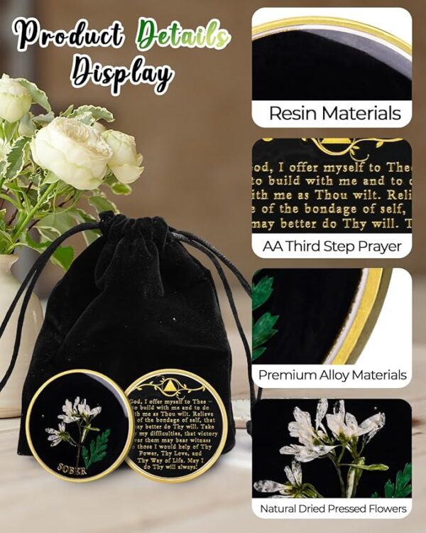 Snowdrop Resin Sobriety Coins - Image 4