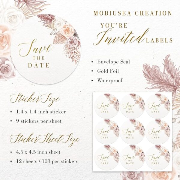 108 Gold Foil Save The Date Stickers - Image 3