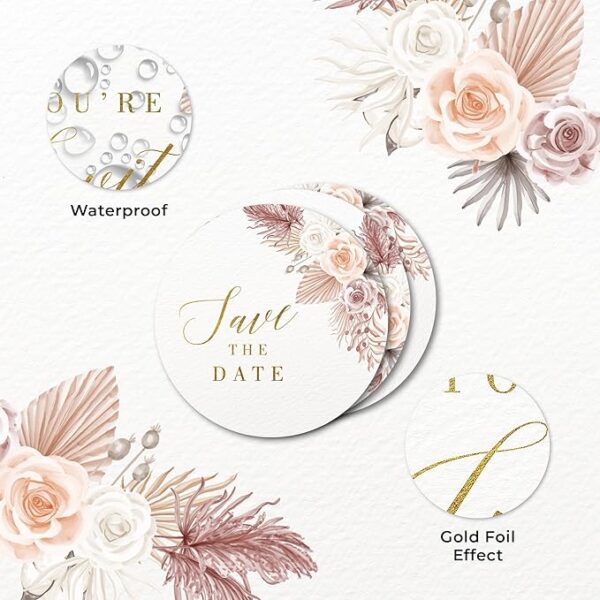 108 Gold Foil Save The Date Stickers - Image 4