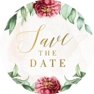 Red Floral Save The Date Stickers (108pcs)