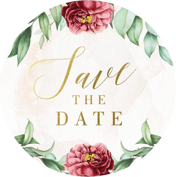 Red Floral Save The Date Stickers (108pcs)